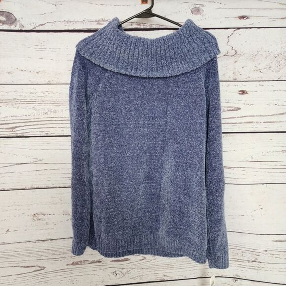 INC Blue Chenille Cowl-Neck Sweater XL NWT - Picture 3 of 7
